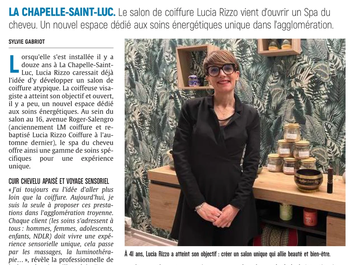 Article de presse consacré au Spa du Cheveu de Lucia Rizzo